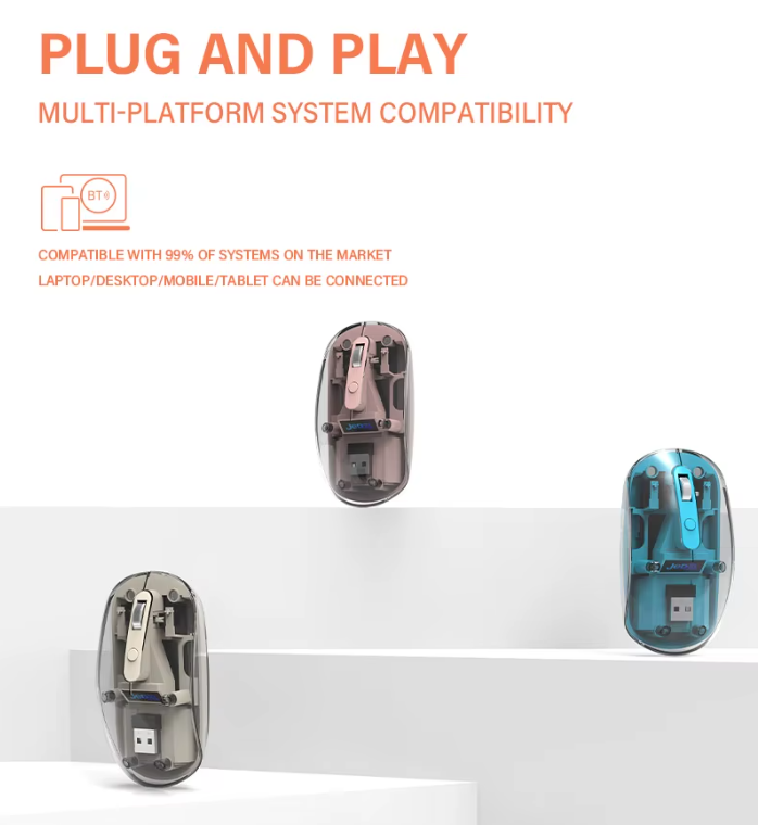 Transparent Wireless Mouse Rose