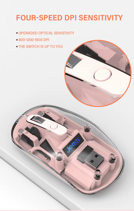 Transparent Wireless Mouse Rose